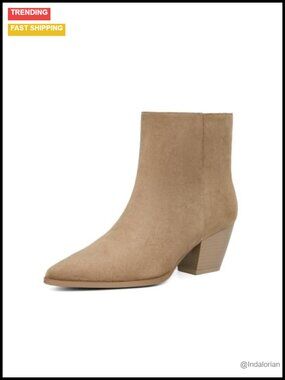 Pointed Toe Chunky Heel Ankle Boots - Women's Western Fall Booties